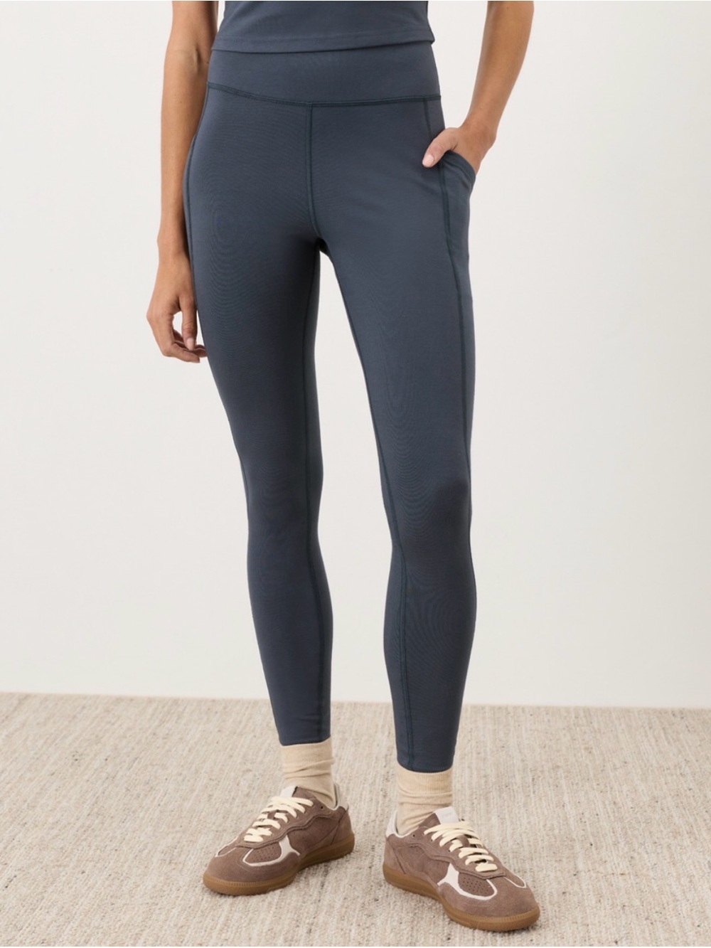 Pact Medium Blue On The Go-To Pocket Organic Cotton Leggings Mid Rise Ankle